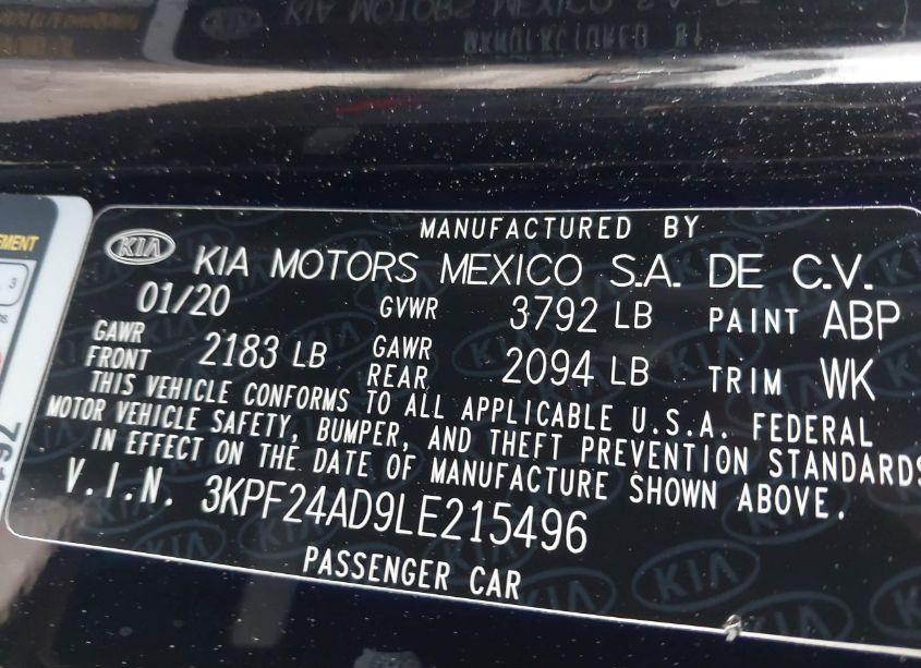 Photo 9 of 2020 Kia Forte LXS (VIN 3KPF24AD9LE215496)