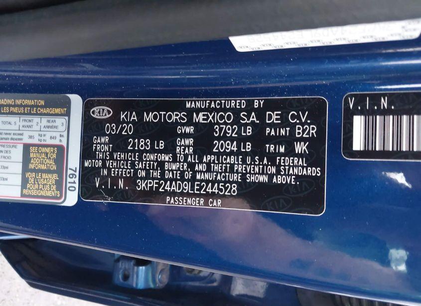 Photo 9 of 2020 Kia Forte LXS (VIN 3KPF24AD9LE244528)