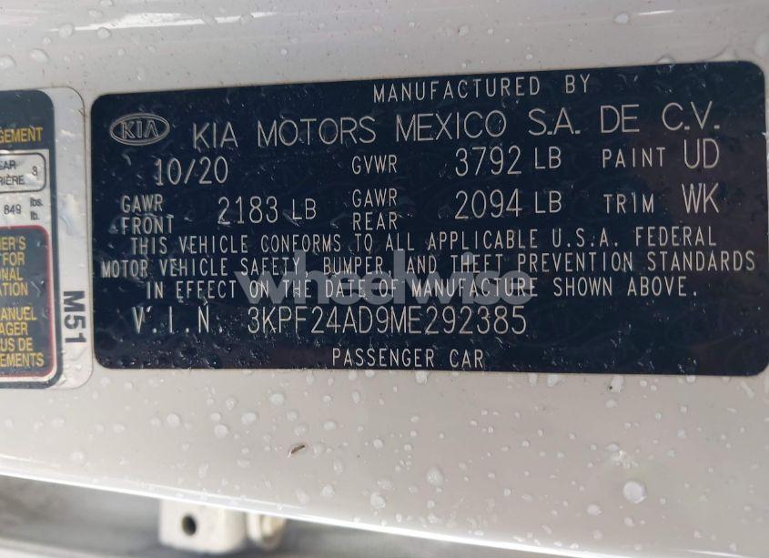Photo 9 of 2021 Kia Forte LXS (VIN 3KPF24AD9ME292385)