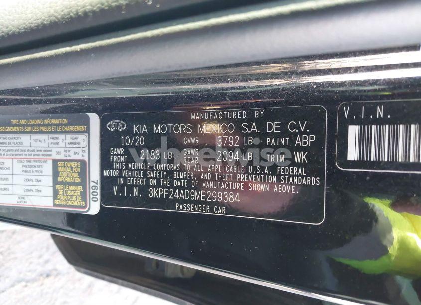 Photo 9 of 2021 Kia Forte FE (VIN 3KPF24AD9ME299384)