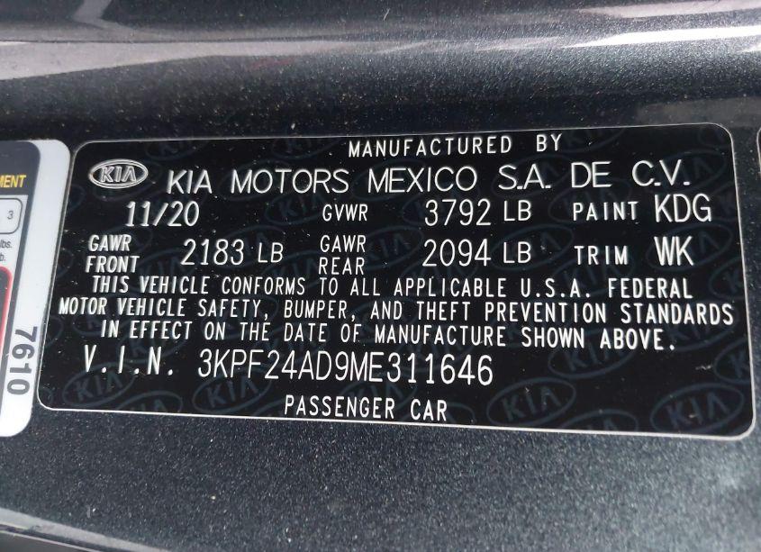 Photo 9 of 2021 Kia Forte LXS (VIN 3KPF24AD9ME311646)