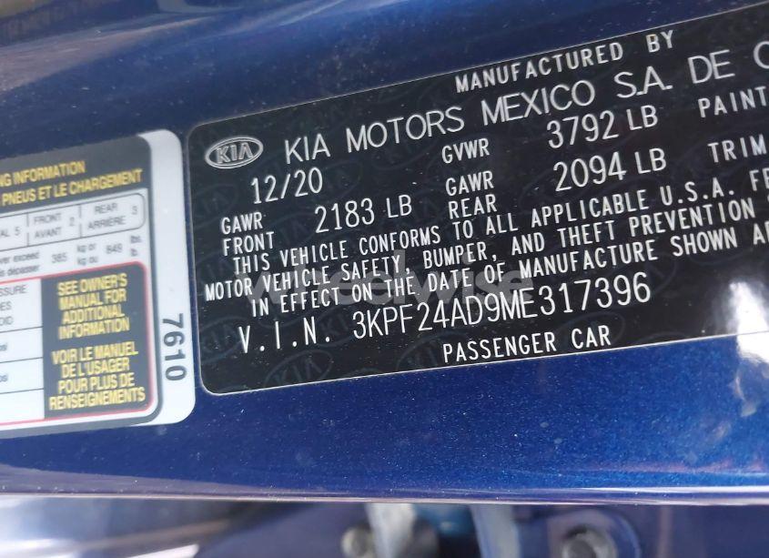Photo 9 of 2021 Kia Forte LXS (VIN 3KPF24AD9ME317396)