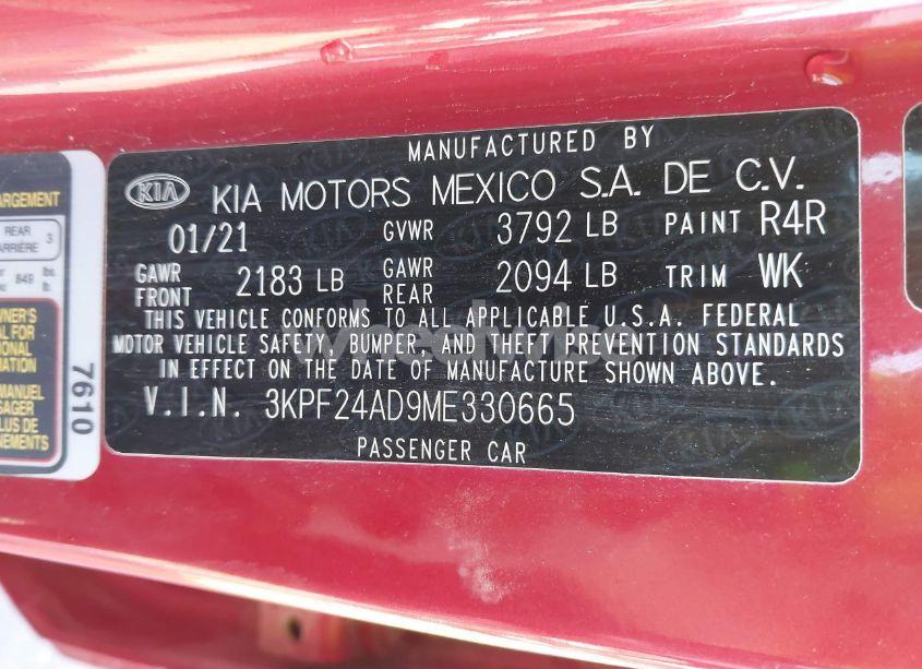 Photo 9 of 2021 Kia Forte LXS (VIN 3KPF24AD9ME330665)