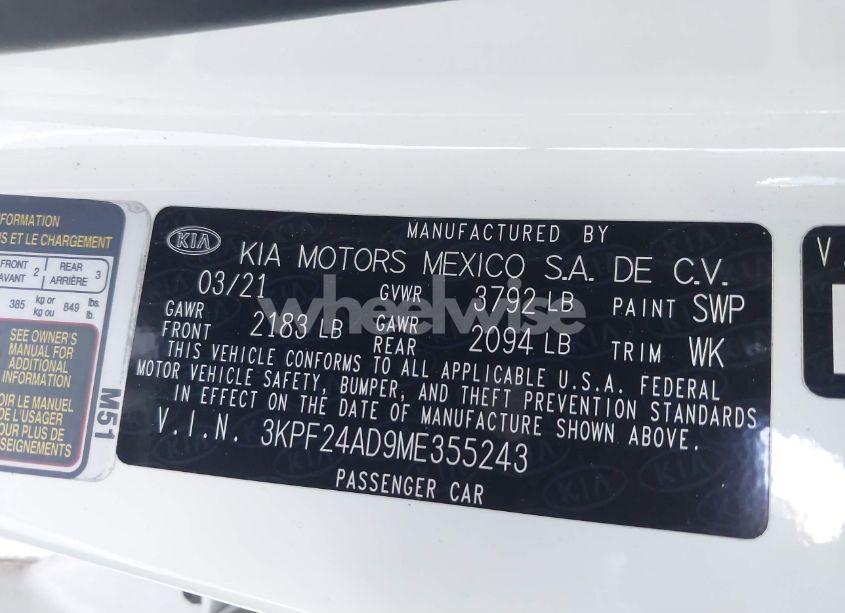 Photo 9 of 2021 Kia Forte LXS (VIN 3KPF24AD9ME355243)