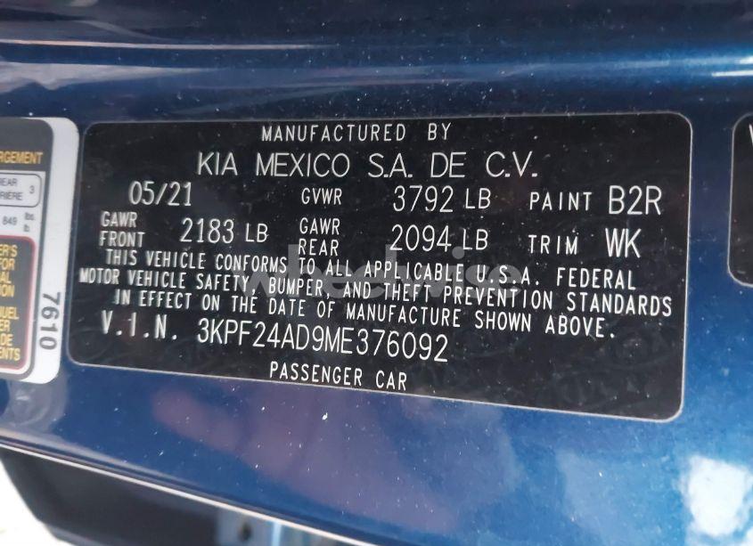 Photo 9 of 2021 Kia Forte LXS (VIN 3KPF24AD9ME376092)