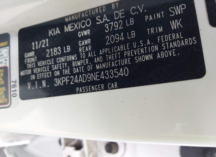 Photo 9 of 2022 Kia Forte LXS (VIN 3KPF24AD9NE433540)