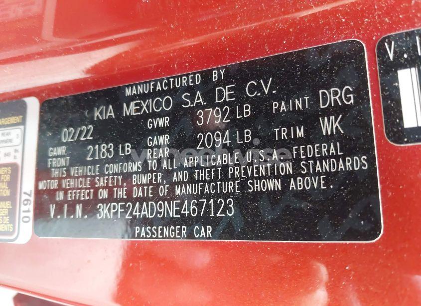 Photo 9 of 2022 Kia Forte LXS (VIN 3KPF24AD9NE467123)