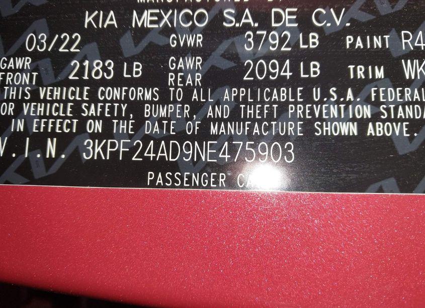 Photo 9 of 2022 Kia Forte LXS (VIN 3KPF24AD9NE475903)