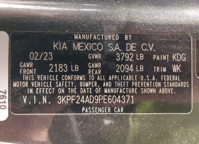 Photo 9 of 2023 Kia Forte LXS (VIN 3KPF24AD9PE604371)
