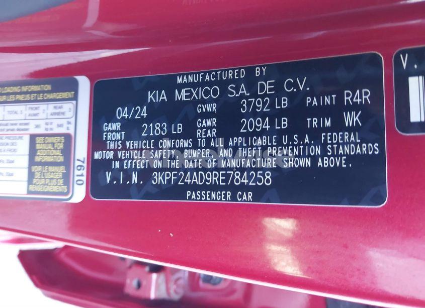 Photo 9 of 2024 Kia Forte LX/LXS (VIN 3KPF24AD9RE784258)