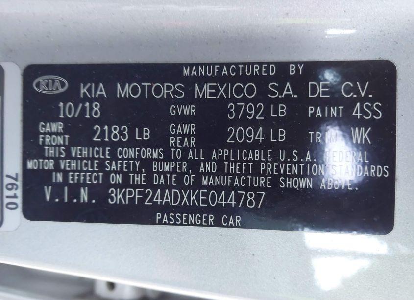 Photo 9 of 2019 Kia Forte LXS (VIN 3KPF24ADXKE044787)