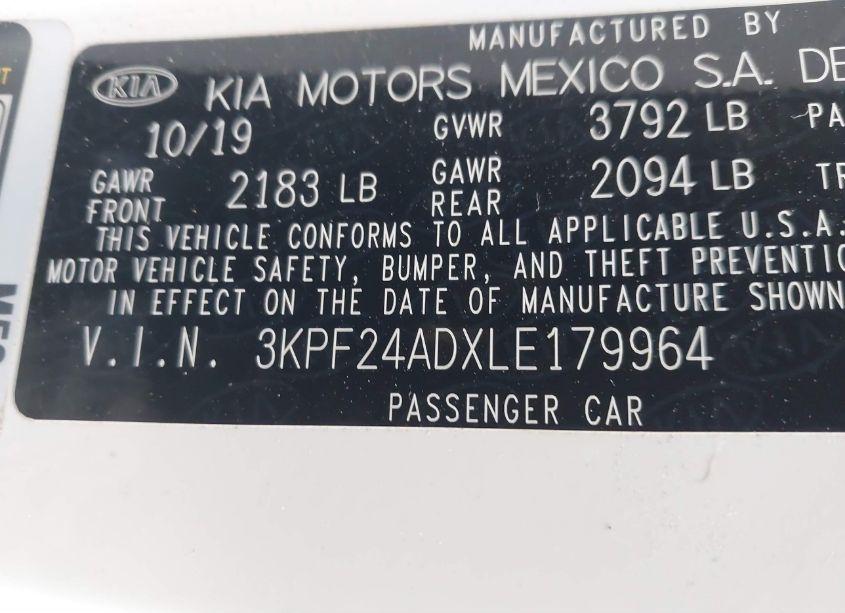 Photo 9 of 2020 Kia Forte FE (VIN 3KPF24ADXLE179964)