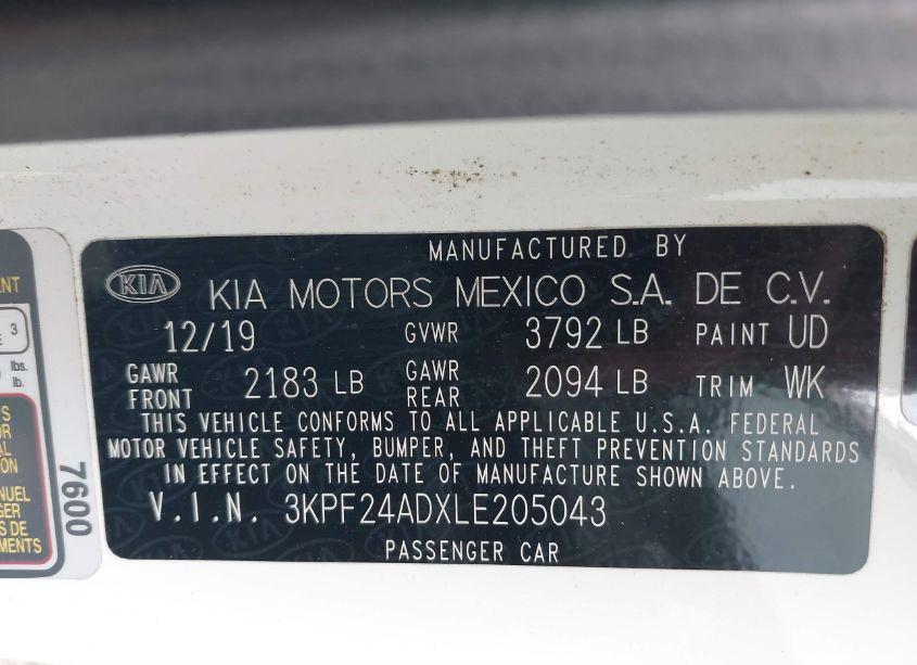 Photo 9 of 2020 Kia Forte FE (VIN 3KPF24ADXLE205043)