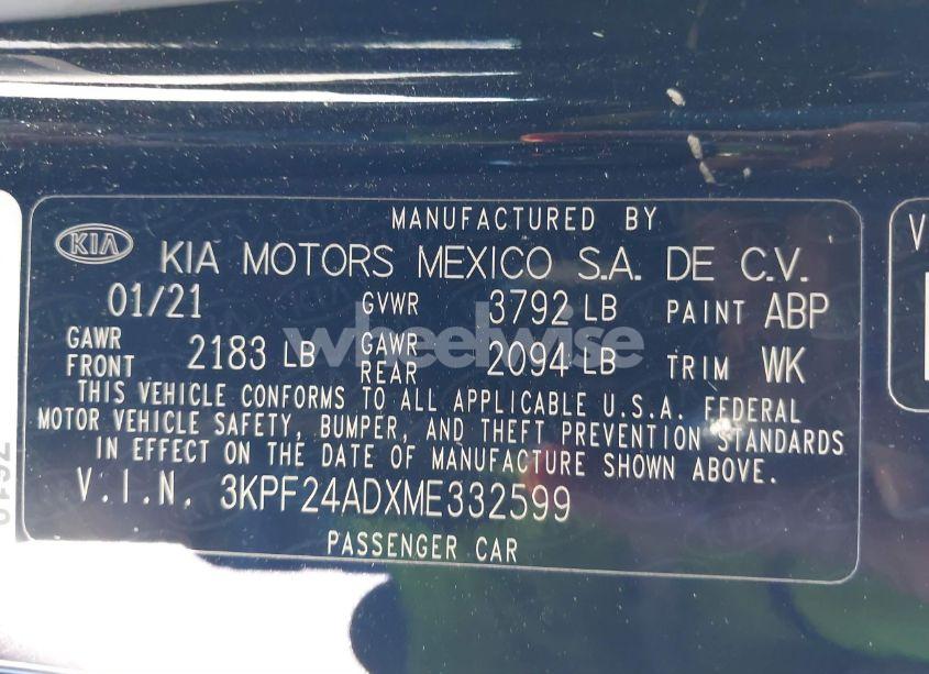 Photo 9 of 2021 Kia Forte LXS (VIN 3KPF24ADXME332599)