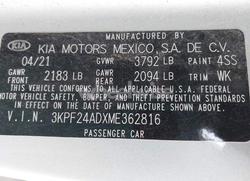 Photo 9 of 2021 Kia Forte LXS (VIN 3KPF24ADXME362816)