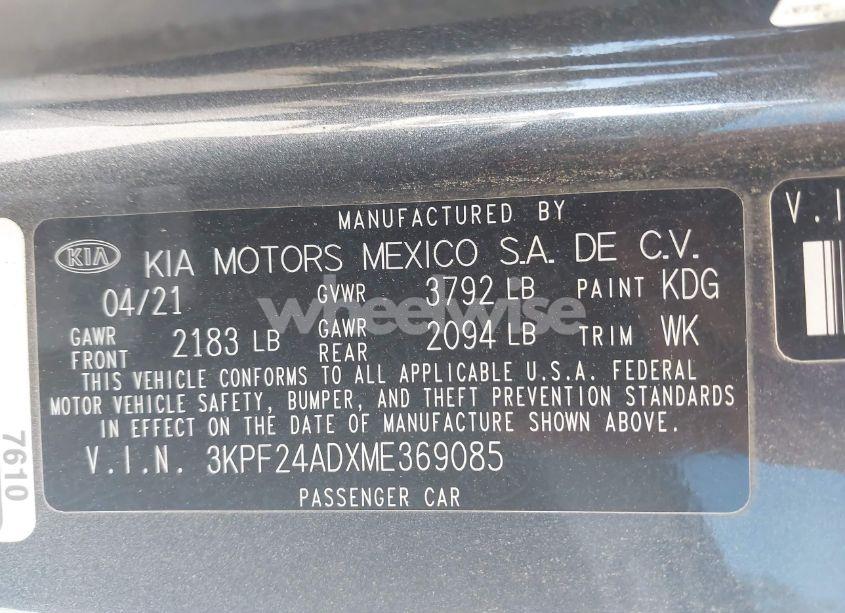 Photo 9 of 2021 Kia Forte LXS (VIN 3KPF24ADXME369085)