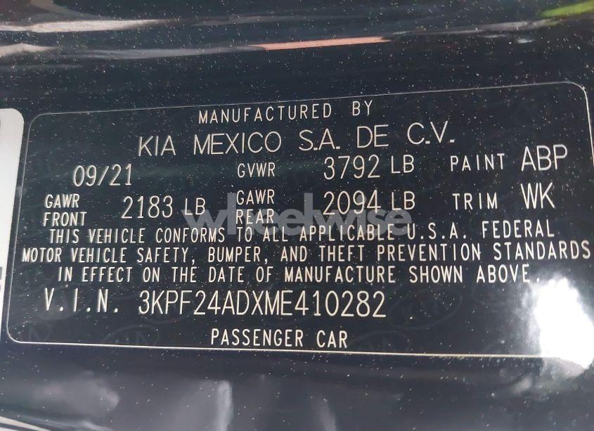 Photo 9 of 2021 Kia Forte LXS (VIN 3KPF24ADXME410282)