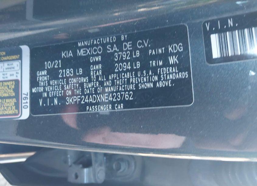 Photo 9 of 2022 Kia Forte LXS (VIN 3KPF24ADXNE423762)