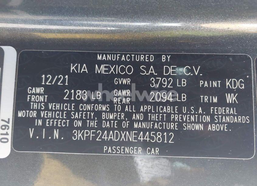 Photo 9 of 2022 Kia Forte LXS (VIN 3KPF24ADXNE445812)