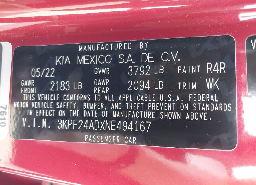 Photo 9 of 2022 Kia Forte LXS (VIN 3KPF24ADXNE494167)