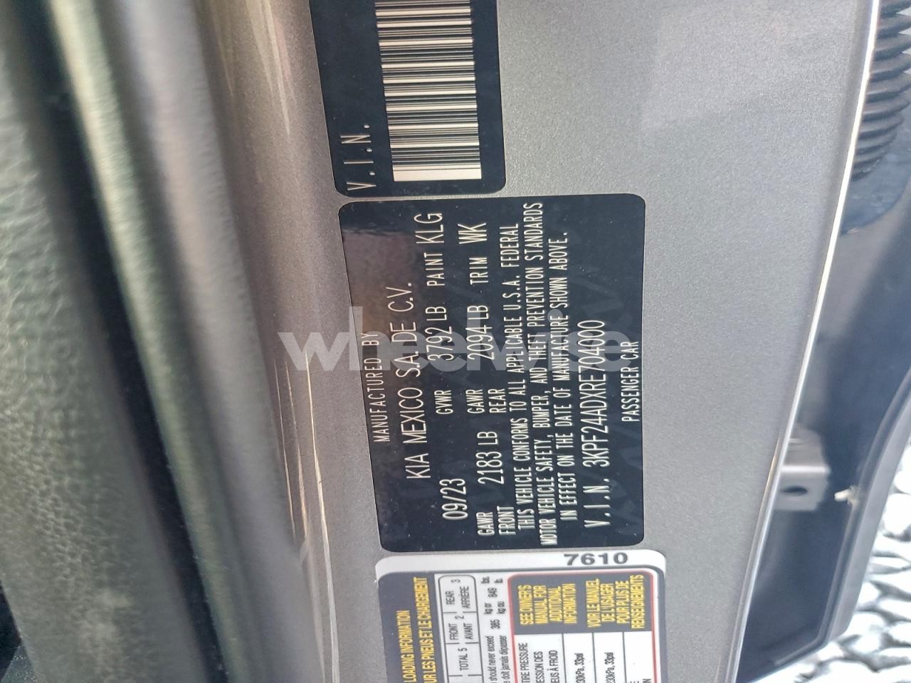 Photo 13 of 2024 KIA FORTE LX (VIN 3KPF24ADXRE704000)