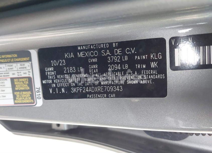 Photo 9 of 2024 Kia Forte LXS (VIN 3KPF24ADXRE709343)