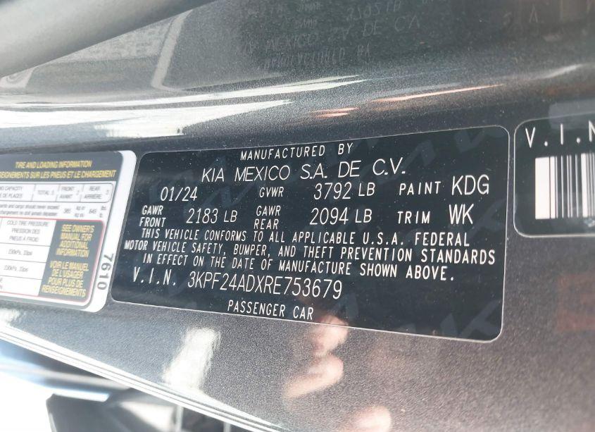 Photo 9 of 2024 Kia Forte LXS (VIN 3KPF24ADXRE753679)
