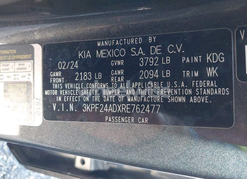Photo 9 of 2024 Kia Forte LXS (VIN 3KPF24ADXRE762477)