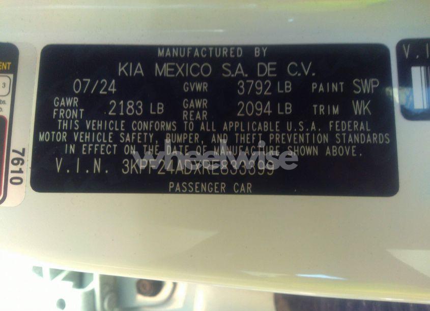 Photo 9 of 2024 Kia Forte LXS (VIN 3KPF24ADXRE833399)