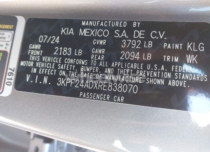Photo 9 of 2024 Kia Forte LXS (VIN 3KPF24ADXRE838070)