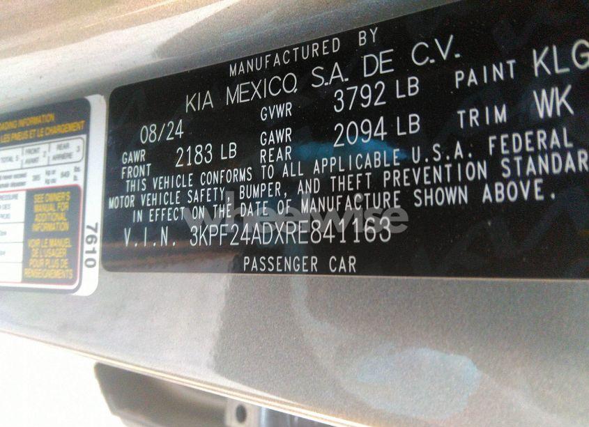 Photo 9 of 2024 Kia Forte LXS (VIN 3KPF24ADXRE841163)