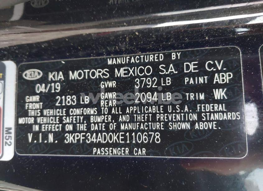 Photo 9 of 2019 Kia Forte S (VIN 3KPF34AD0KE110678)