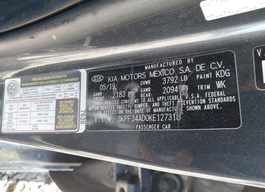Photo 9 of 2019 Kia Forte S (VIN 3KPF34AD0KE127318)