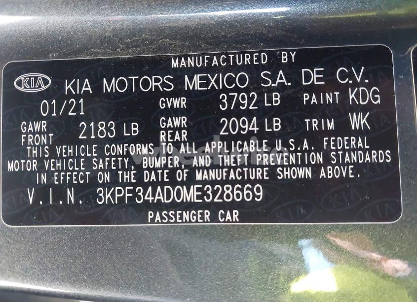 Photo 9 of 2021 Kia Forte GT-LINE (VIN 3KPF34AD0ME328669)