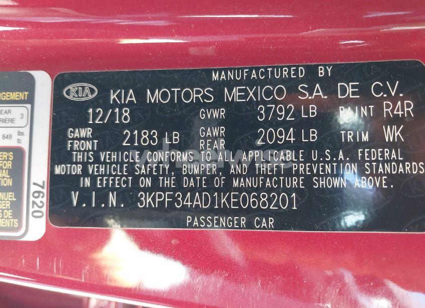 Photo 9 of 2019 Kia Forte S (VIN 3KPF34AD1KE068201)
