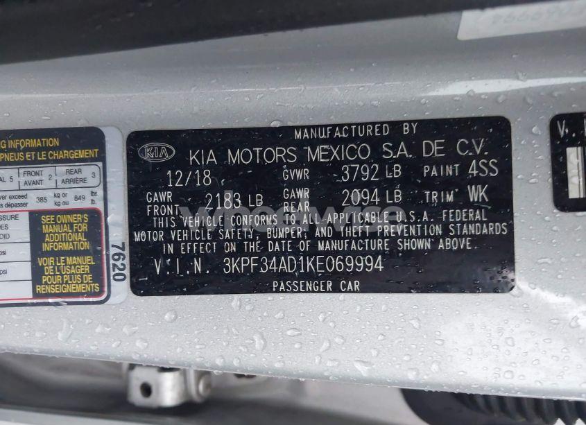 Photo 9 of 2019 Kia Forte S (VIN 3KPF34AD1KE069994)