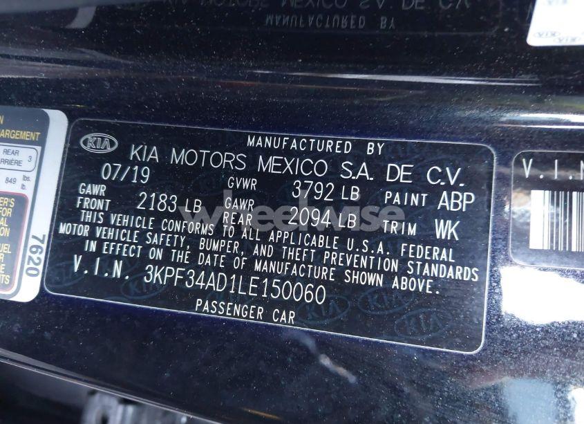 Photo 9 of 2020 Kia Forte GT-LINE (VIN 3KPF34AD1LE150060)