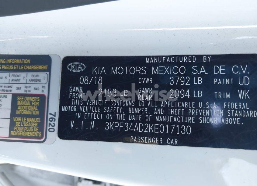 Photo 9 of 2019 Kia Forte S (VIN 3KPF34AD2KE017130)