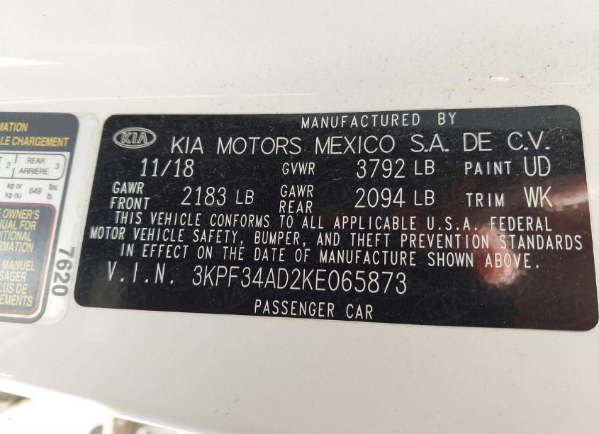 Photo 9 of 2019 Kia Forte S (VIN 3KPF34AD2KE065873)