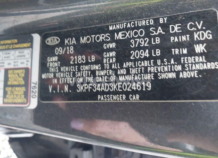 Photo 9 of 2019 Kia Forte S (VIN 3KPF34AD3KE024619)