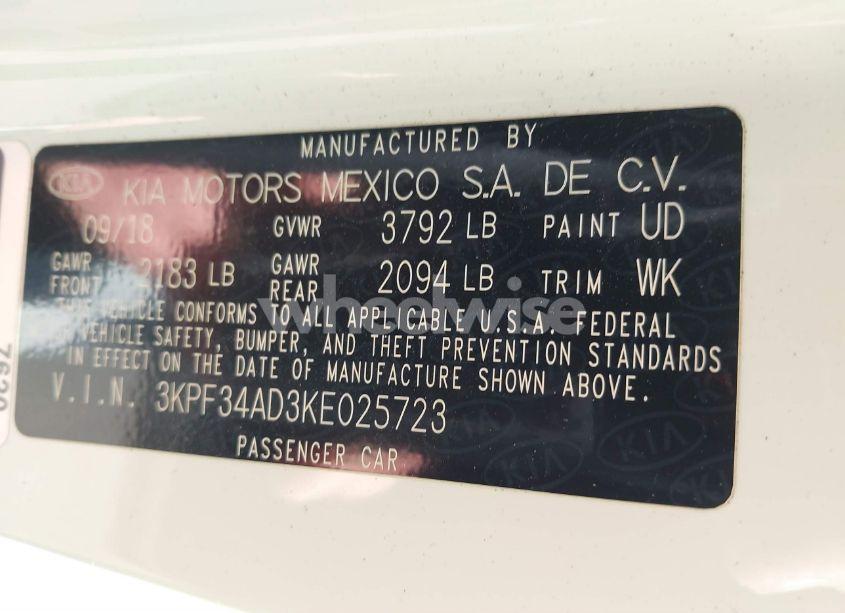 Photo 9 of 2019 Kia Forte S (VIN 3KPF34AD3KE025723)