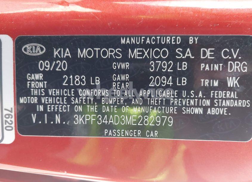 Photo 9 of 2021 Kia Forte GT-LINE (VIN 3KPF34AD3ME282979)