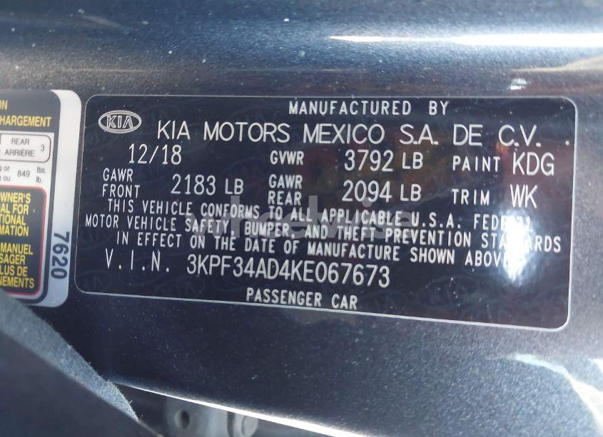 Photo 9 of 2019 Kia Forte S (VIN 3KPF34AD4KE067673)