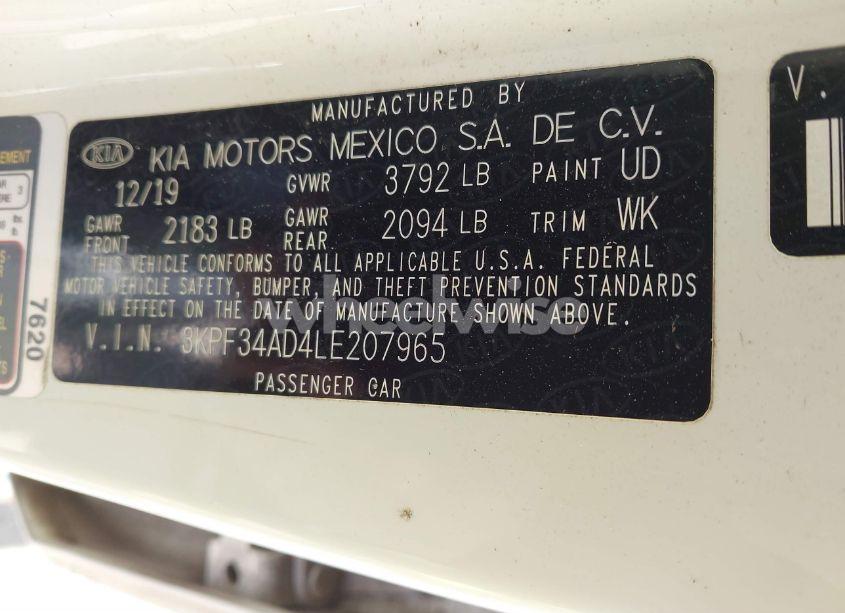 Photo 9 of 2020 Kia Forte GT-LINE (VIN 3KPF34AD4LE207965)