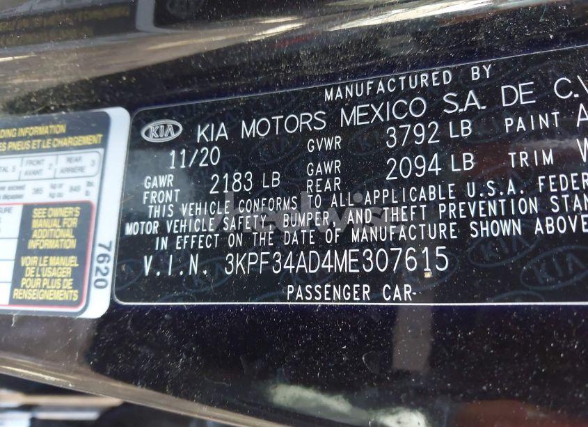 Photo 9 of 2021 Kia Forte GT-LINE (VIN 3KPF34AD4ME307615)