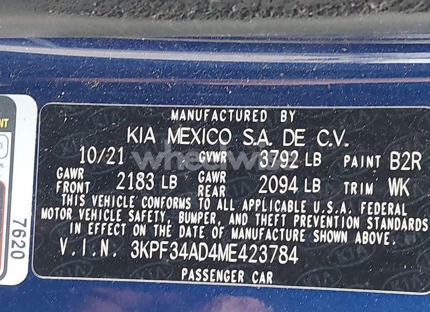 Photo 9 of 2021 Kia Forte GT-LINE (VIN 3KPF34AD4ME423784)