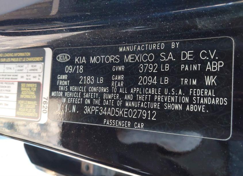 Photo 9 of 2019 Kia Forte S (VIN 3KPF34AD5KE027912)