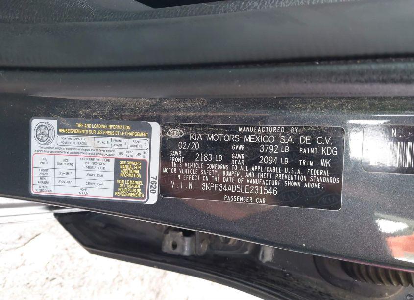 Photo 9 of 2020 Kia Forte GT-LINE (VIN 3KPF34AD5LE231546)