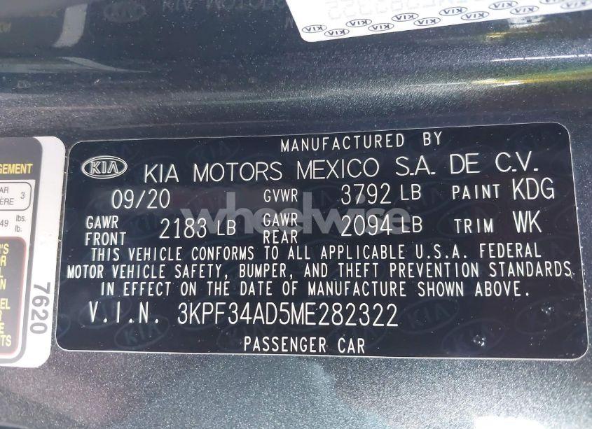 Photo 9 of 2021 Kia Forte GT-LINE (VIN 3KPF34AD5ME282322)