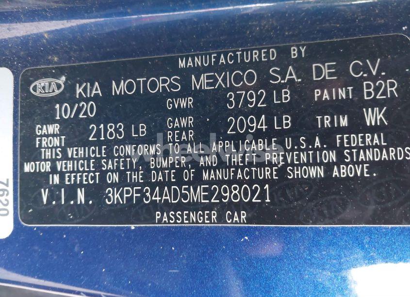 Photo 9 of 2021 Kia Forte GT-LINE (VIN 3KPF34AD5ME298021)